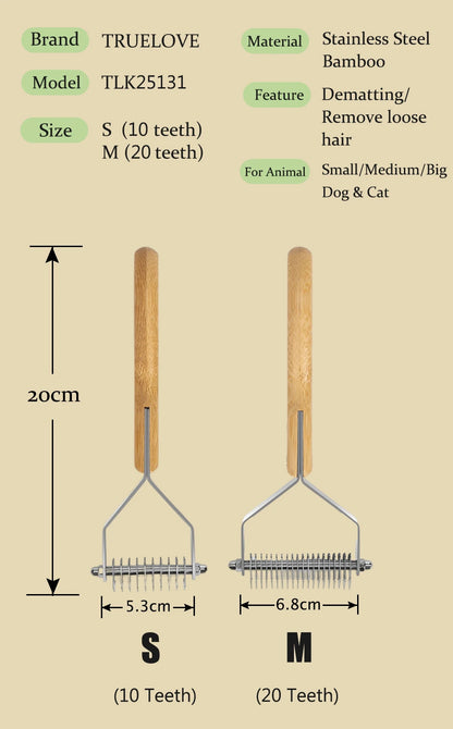 Truelove Deshedding Brush Pets Comb Stainless Steel Removes Undercoat Knots Safe Dog Pet Dematting Comb Grooming Tool TLK25131