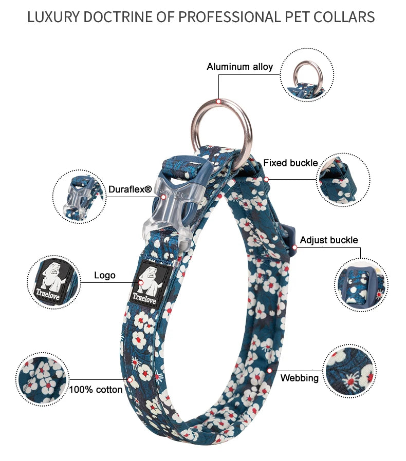 Truelove Floral Pet Collar Best Padded Comfort Cushion Camouflage Small Medium and Large Dogs and Pets Running Outdoors TLC5273