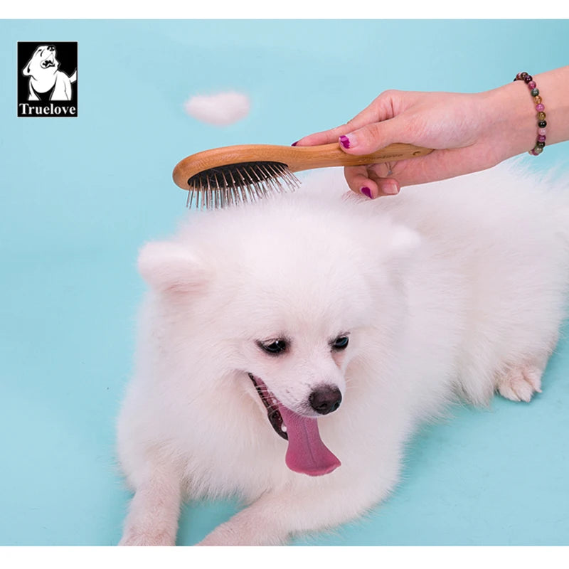 Truelove Pet Round Comb Bamboo Wood Handle in Cat and Dog Hair Remover Brush Fur Small Medium Large Grooming Gifts TLK19131