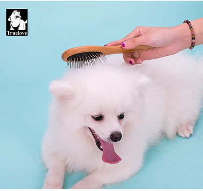 Truelove Pet Round Comb Bamboo Wood Handle in Cat and Dog Hair Remover Brush Fur Small Medium Large Grooming Gifts TLK19131