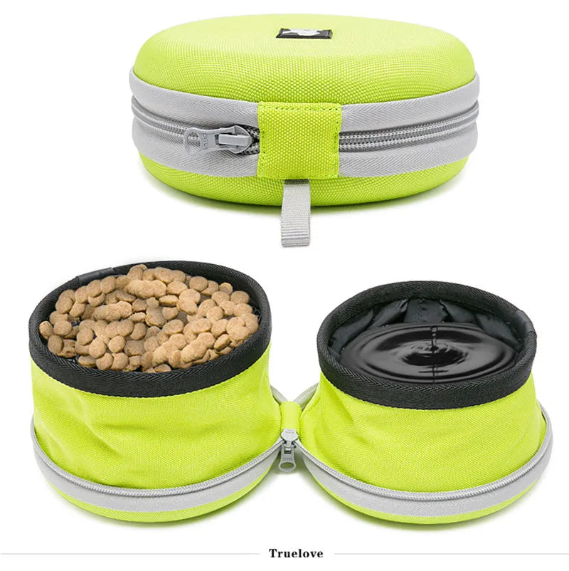 Truelove Collapsible 2 Way Use Dog Bowl Double for Food Mat Travel Waterproof Foldable Running Walking Hiking Camping TLT2351