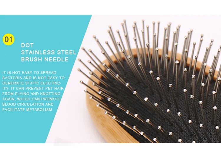 Truelove Pet Round Comb Bamboo Wood Handle in Cat and Dog Hair Remover Brush Fur Small Medium Large Grooming Gifts TLK19131