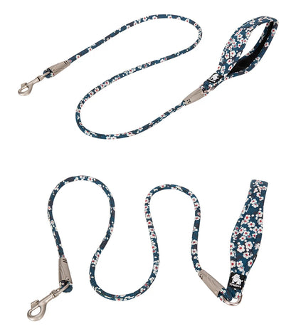 Truelove Pet Leash Floral Rope Leash for Dog and Cat Neoprene Padded Handle 100% Cotton Fabric Zinc-alloy Hook Outdoors TLL2573
