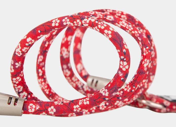 Truelove Pet Leash Floral Rope Leash for Dog and Cat Neoprene Padded Handle 100% Cotton Fabric Zinc-alloy Hook Outdoors TLL2573