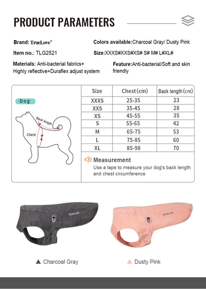 Truelove Anti-Bacterial Pet Coat New Design Pet Apparel Soft Breathable Dog Coat Adjustable Buckle Reflctive Material TLG2521