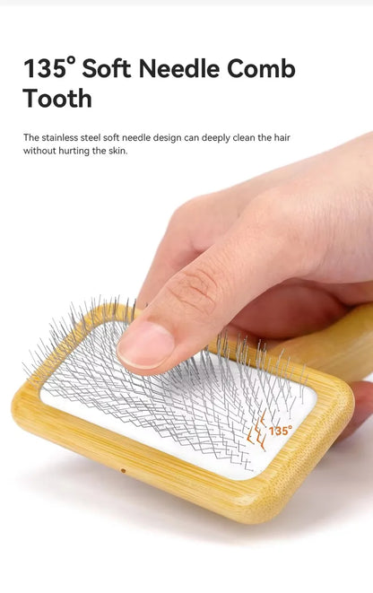 Truelove Pet Slicker Brush for Dogs & Cats–Soft Deshedding Grooming Comb, Bamboo Handle, Removes Loose Hair & Tangles TLK20131