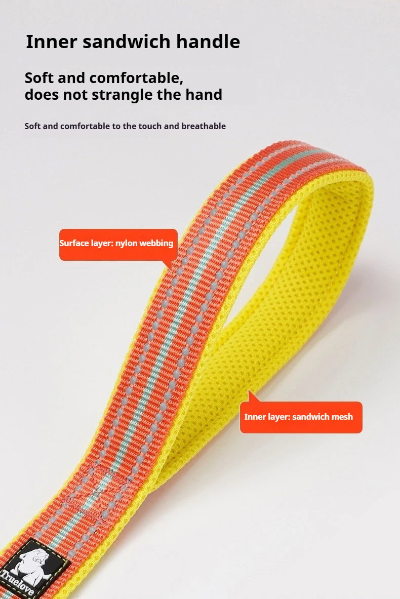 Truelove Pet Leash 200CM Comfort Sandwich Dog Leash Soft Padded Breathable No Pull Pet Lead Durable Reflective Rope TLL2112