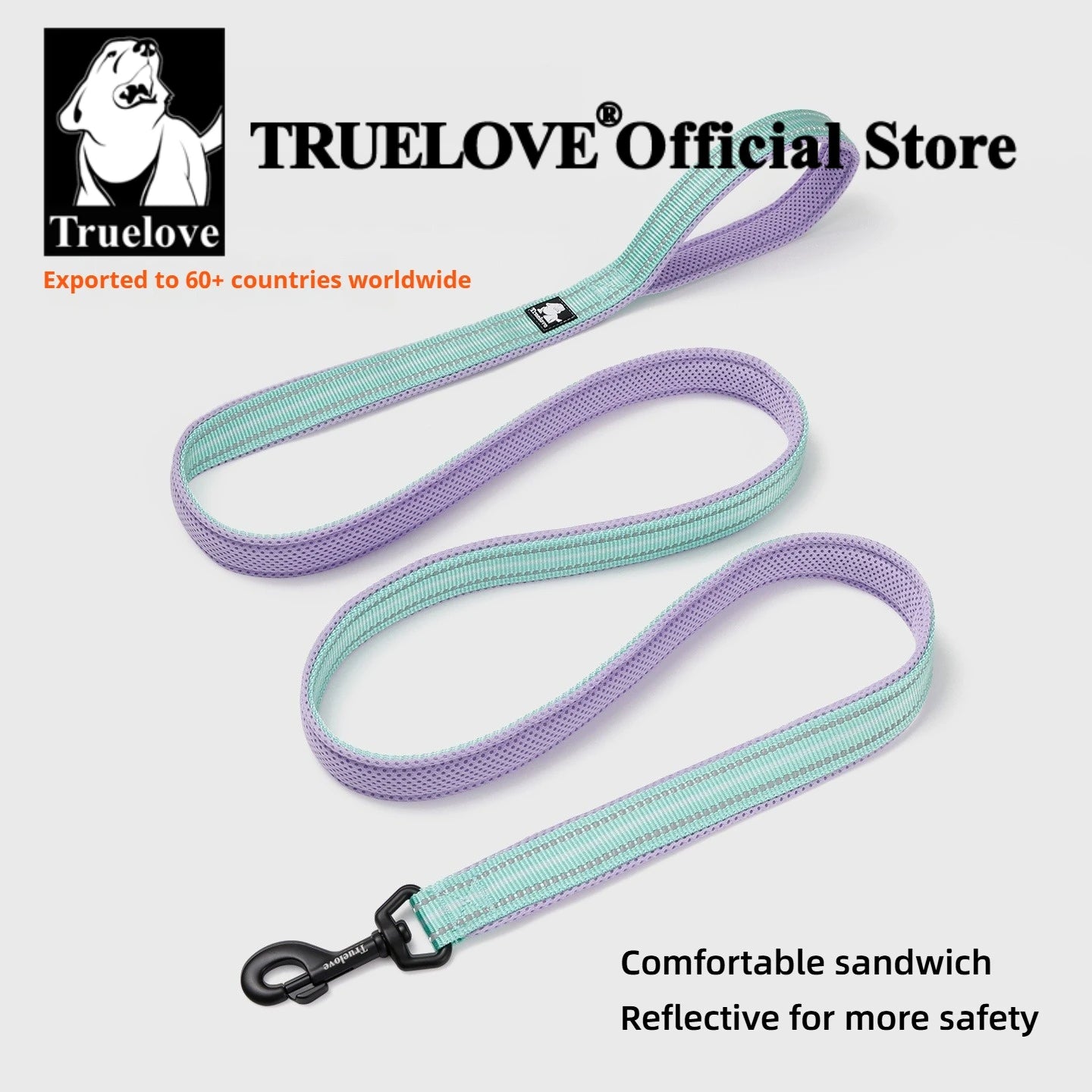 Truelove Pet Leash 200CM Comfort Sandwich Dog Leash Soft Padded Breathable No Pull Pet Lead Durable Reflective Rope TLL2112