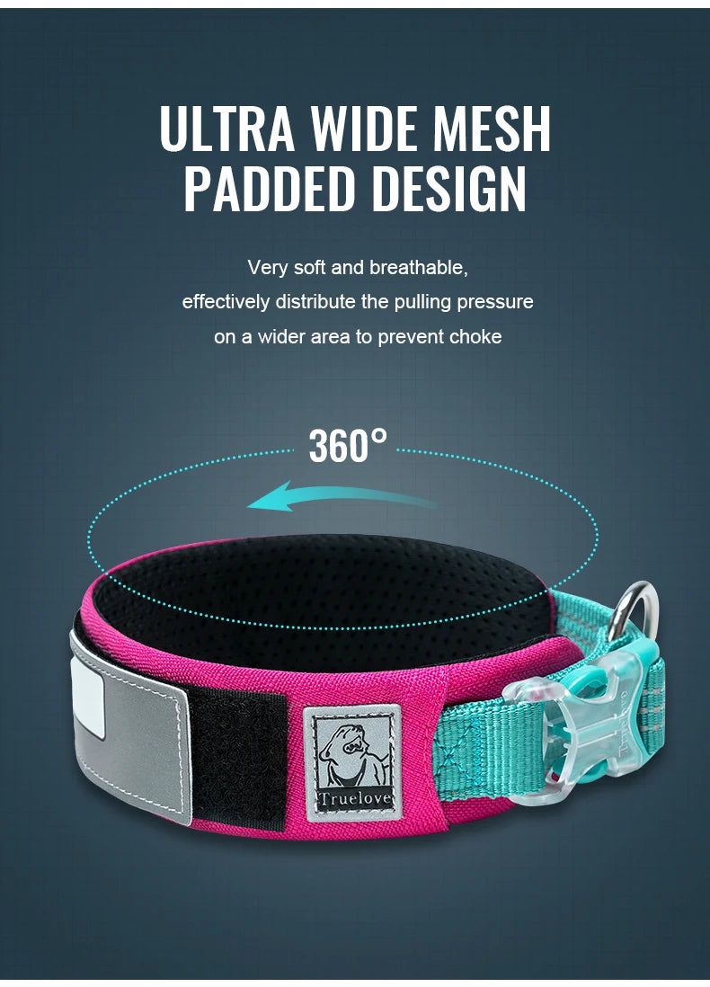 Truelove Pet Collar Reflective Multifunctional Personalized Dog Collar DuPont Soft Breathable Adjustable for Large Dogs TLC5611