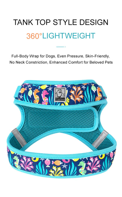 Truelove Floral Printing Mesh Harness for Dogs and Cats Small and Medium Breeds All Weather Adjustable Summer Walking TLH30131