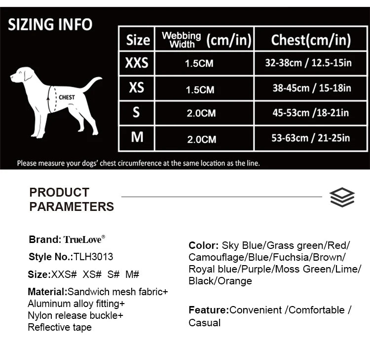 Truelove Easy to Take-on Dog Harness Soft Material Fashion Design Adjustable Reflective Pet Har TLH3013 TLH30131