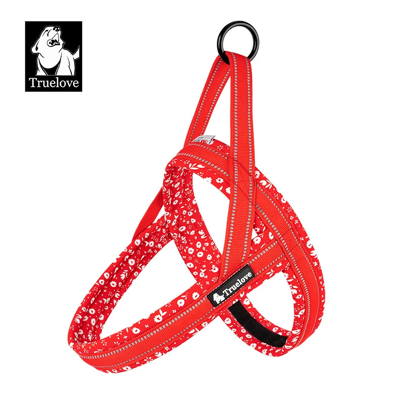 Truelove Floral Printing Mesh Padded Harness for All Breeds Quick Fit Dog Vest Harness Small Medium Large Dogs Outdoor TLH58122