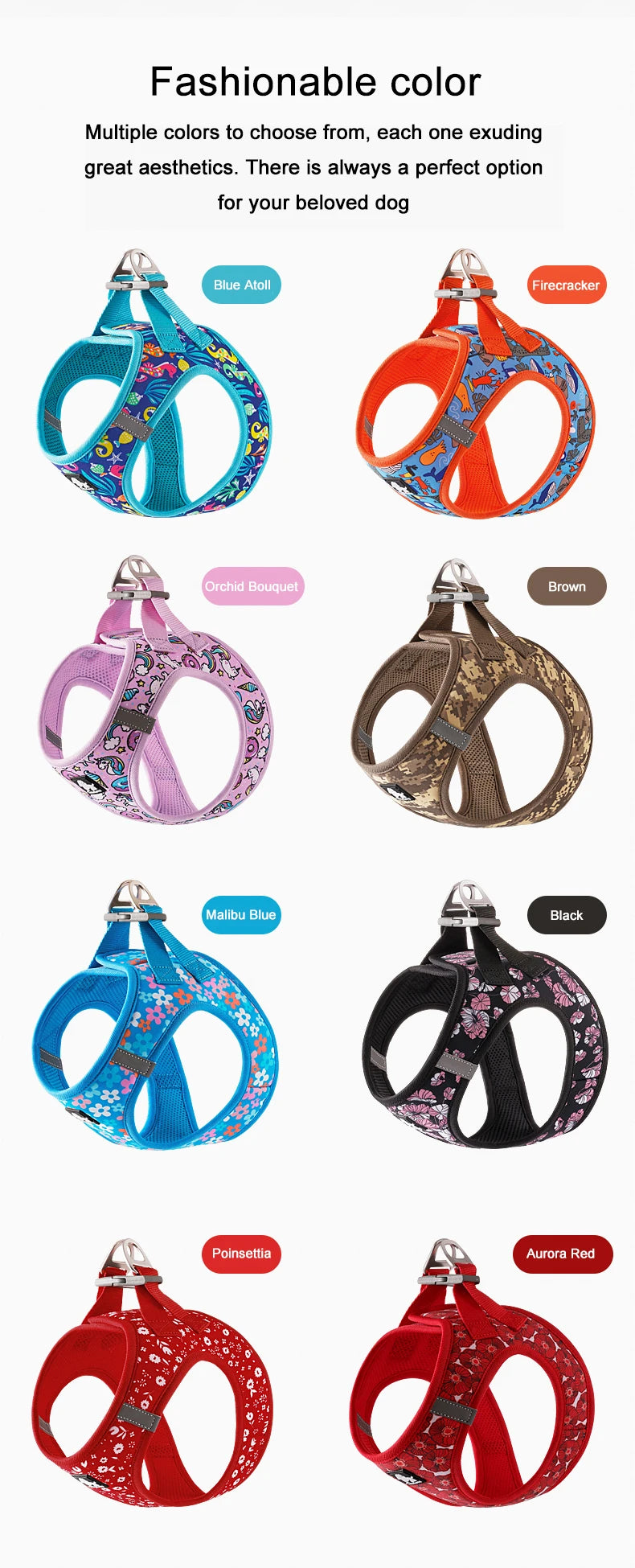 Truelove Pet Harness Soft Air Mesh Adjustable Reflective Pet Vest Small and Medium Breeds No Pull Adjustable Dog Harness TLH3016
