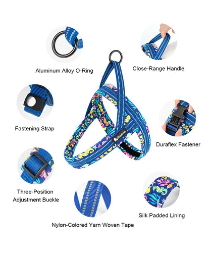 Truelove Floral Printing Mesh Padded Harness for All Breeds Quick Fit Dog Vest Harness Small Medium Large Dogs Outdoor TLH58122