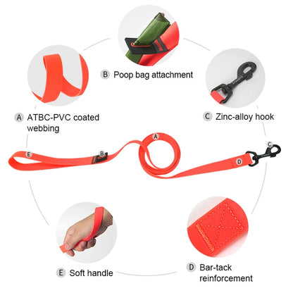 Truelove Pet Leash Waterproof Odor Proof Easy Grip Durable Lightweight Premium Coated ATBC-PVC Dog Lead Fast Clasp TLL3211