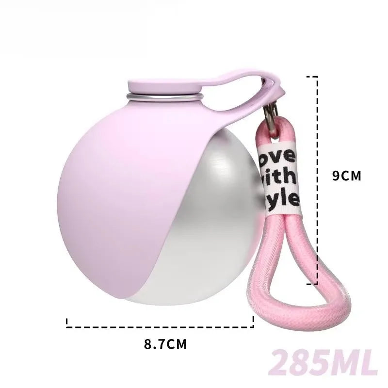 Dog Water Bottle 285ml Stainless Steel Portable Dog Drinker Leak Proof Feeder Dog Bottle 2 in 1 Silicon Bowl Travel Pet Supplies