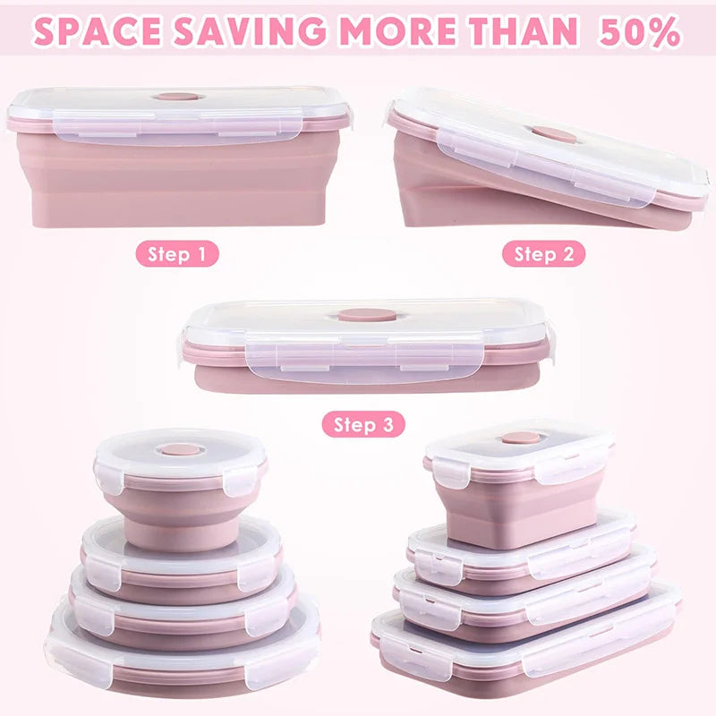 Collapsible Silicone Food Container with Lid