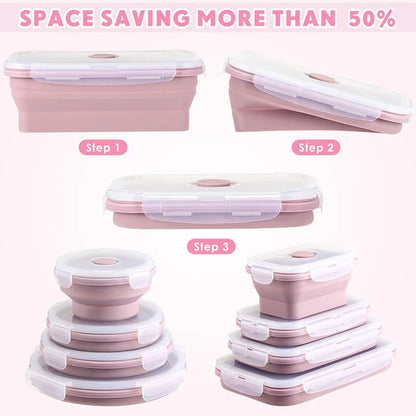 Collapsible Silicone Food Container with Lid