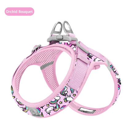 Truelove Floral Printing Mesh Harness for Dogs and Cats Small and Medium Breeds All Weather Adjustable Summer Walking TLH30131