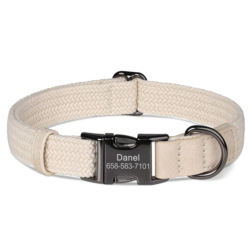Custom Dog Collar Dog Durable Nylon Dog Collars Free Engraved Pet Name Buckle Necklace Adjustable for Small Medium Large Dogs