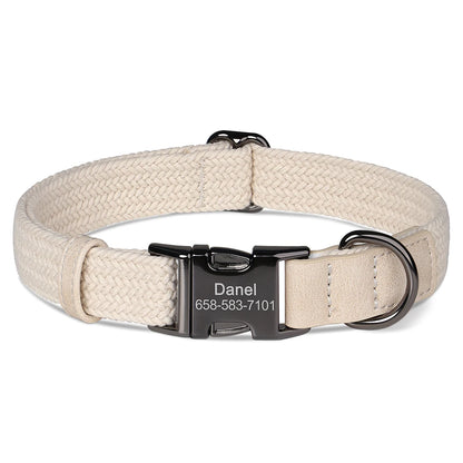 Custom Dog Collar Dog Durable Nylon Dog Collars Free Engraved Pet Name Buckle Necklace Adjustable for Small Medium Large Dogs