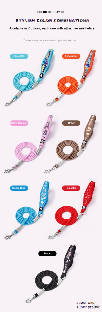 Truelove-Floral Printing Pet Leash Neoprene-Padded Handle Leash Small Medium Dog Safety Enjoyable Walking Experience TLL25761