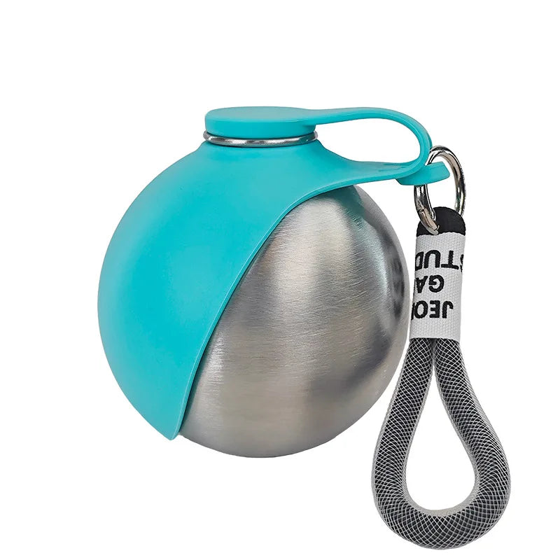 Dog Water Bottle 285ml Stainless Steel Portable Dog Drinker Leak Proof Feeder Dog Bottle 2 in 1 Silicon Bowl Travel Pet Supplies
