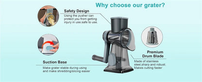 3-in-1 Rotary Cheese Grater & Vegetable Slicer