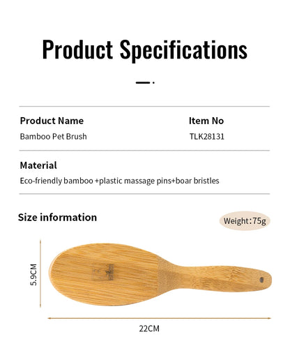 Truelove Hot Sale Ready to Ship Portable Pet Grooming Brush Eco-friendly Bamboo Handles Soft Hair Removal Comb Dog cat TLK28131