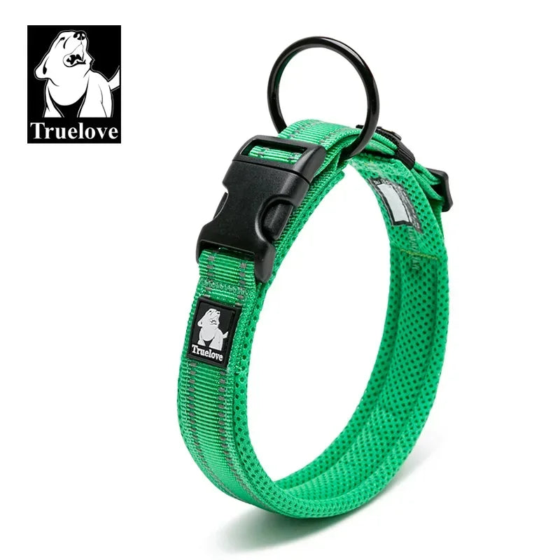 Truelove Adjustable Mesh Padded Pet Dog Collar 3M Reflective Nylon Dog Collar Durable Heavy Duty for All Breed All Weather 8Size