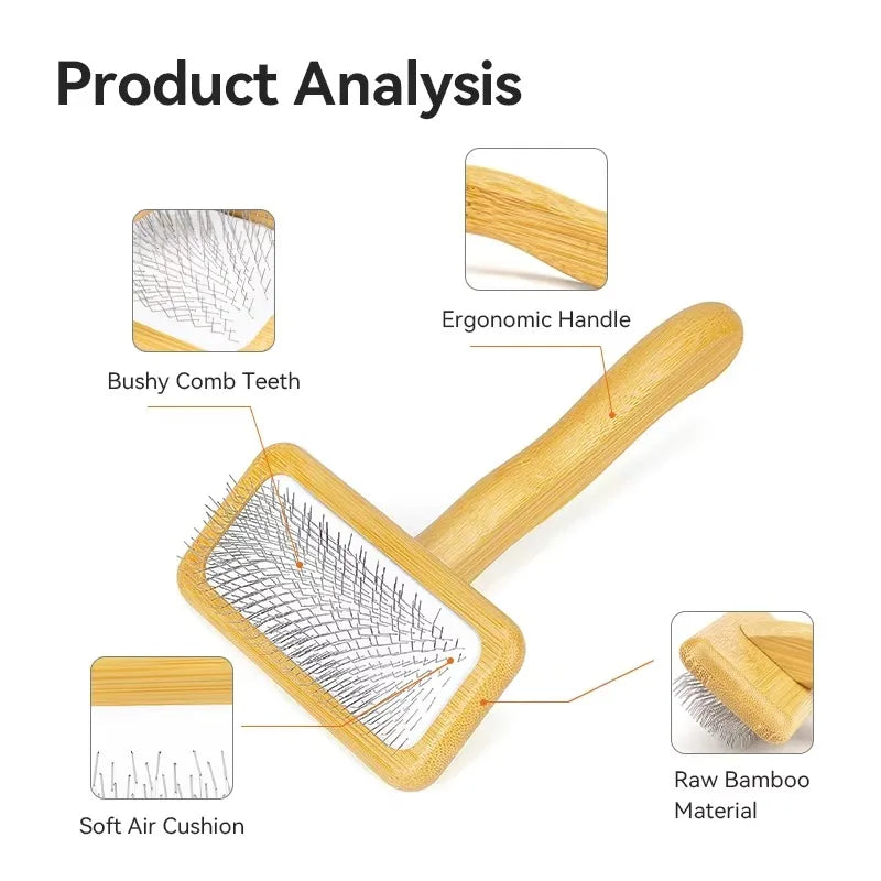 Truelove Pet Slicker Brush for Dogs & Cats–Soft Deshedding Grooming Comb, Bamboo Handle, Removes Loose Hair & Tangles TLK20131