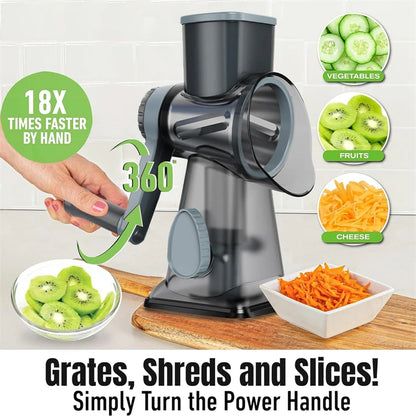 3-in-1 Rotary Cheese Grater & Vegetable Slicer