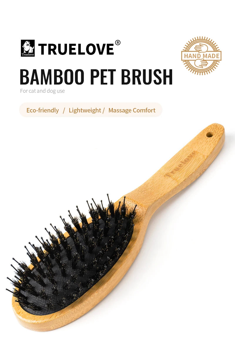 Truelove Hot Sale Ready to Ship Portable Pet Grooming Brush Eco-friendly Bamboo Handles Soft Hair Removal Comb Dog cat TLK28131