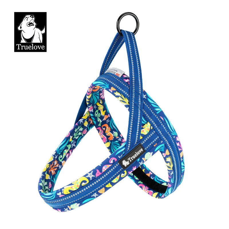 Truelove Floral Printing Mesh Padded Harness for All Breeds Quick Fit Dog Vest Harness Small Medium Large Dogs Outdoor TLH58122