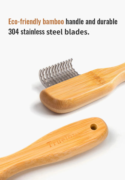 Truelove Eco-friendly Pet Shaving Comb Hair Removal Dog Grooming Brushes Gentle Bamboo Handle Cleaning Stainless Steel TLK25132