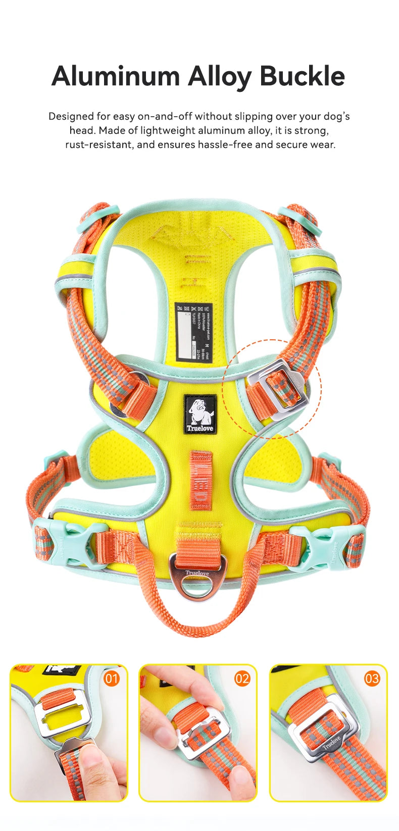 Truelove New Pet Harness Premium Anti Pull Reflective Light Up Nylon Breathable Adjustable Dog Harness Training Vest TLH5657