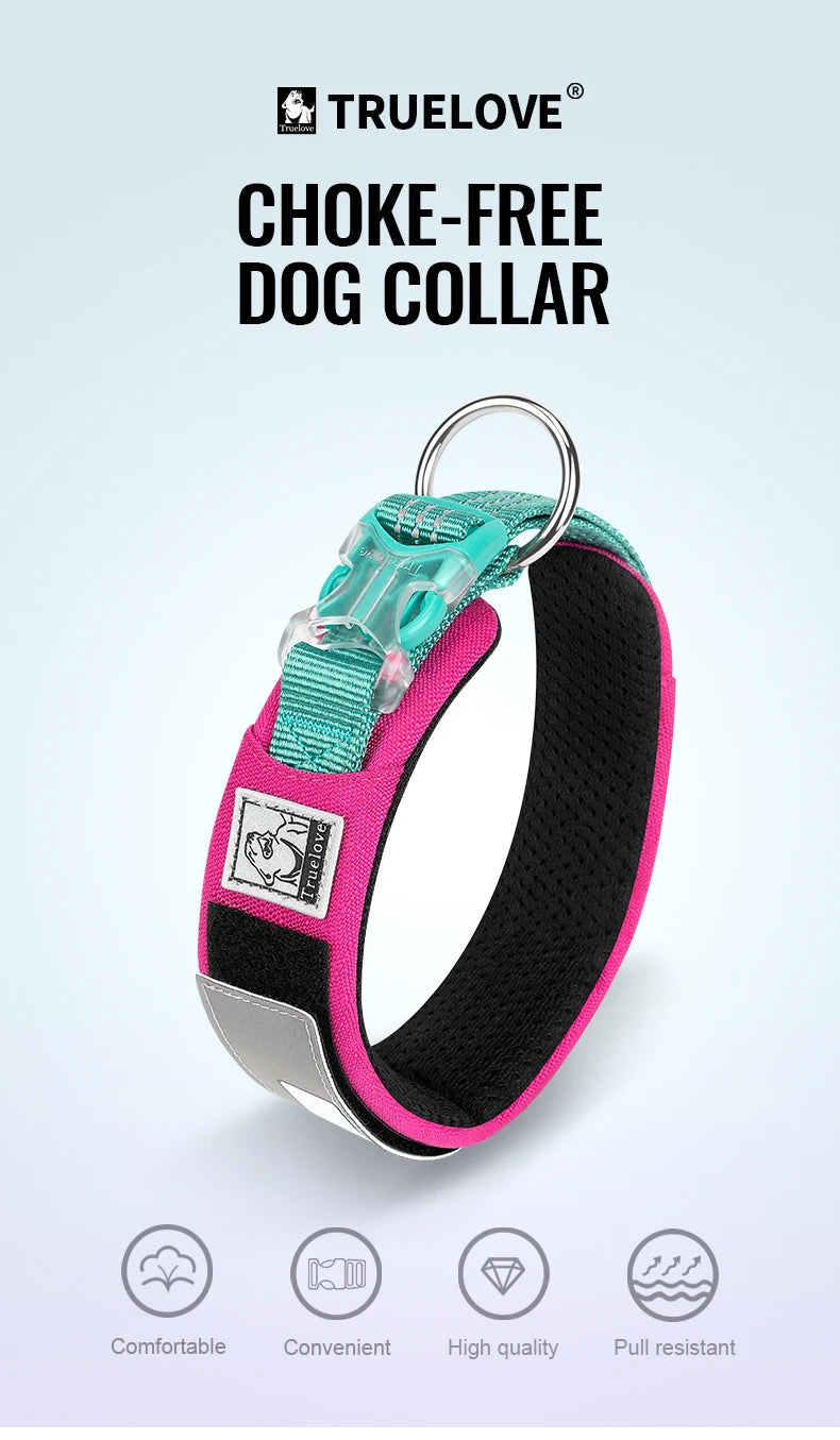 Truelove Pet Collar Reflective Multifunctional Personalized Dog Collar DuPont Soft Breathable Adjustable for Large Dogs TLC5611