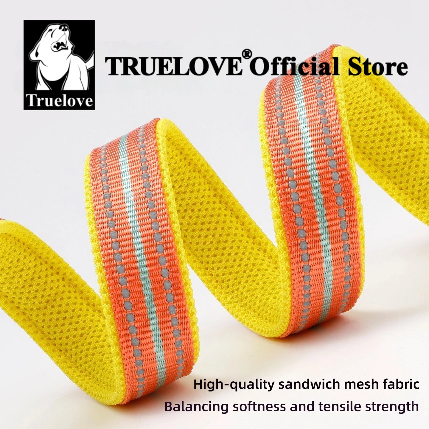 Truelove Pet Leash 200CM Comfort Sandwich Dog Leash Soft Padded Breathable No Pull Pet Lead Durable Reflective Rope TLL2112