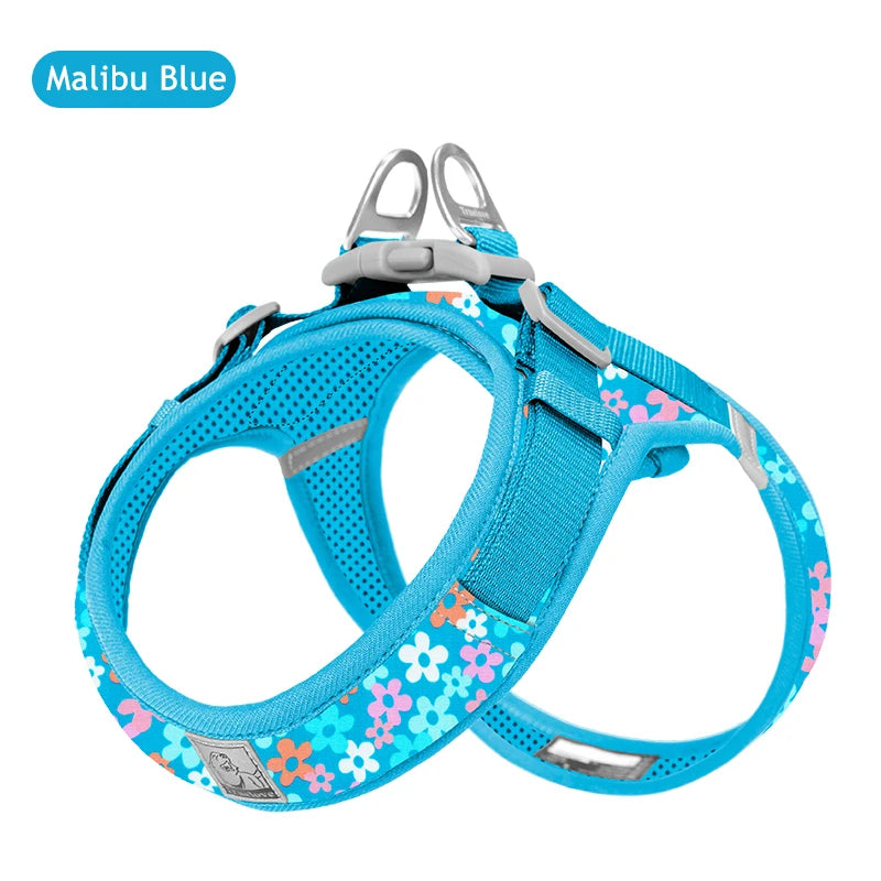 Truelove Floral Printing Mesh Harness for Dogs and Cats Small and Medium Breeds All Weather Adjustable Summer Walking TLH30131