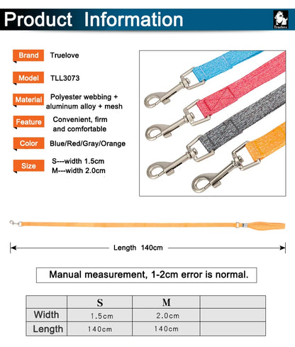 Truelove Eco-Friendly Dog Rope Leash Recycled Materials Quick Release Breathable Comfortable Polyester Dog Walking TLL3073