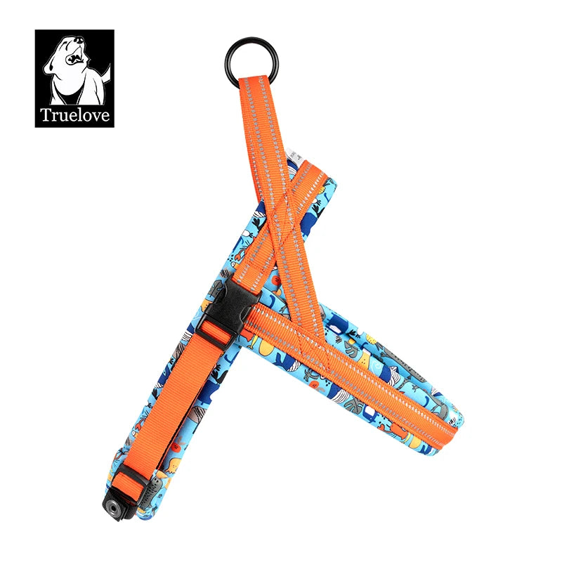 Truelove Floral Printing Mesh Padded Harness for All Breeds Quick Fit Dog Vest Harness Small Medium Large Dogs Outdoor TLH58122