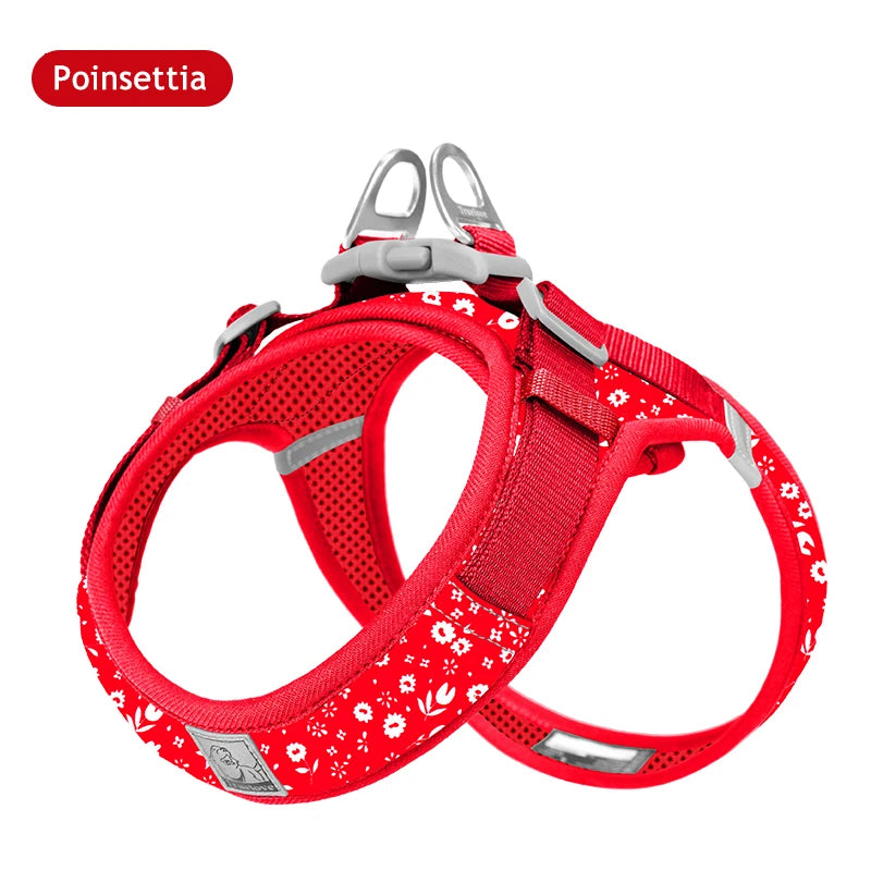 Truelove Floral Printing Mesh Harness for Dogs and Cats Small and Medium Breeds All Weather Adjustable Summer Walking TLH30131