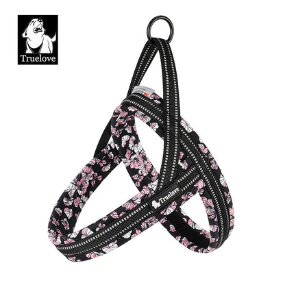 Truelove Floral Printing Mesh Padded Harness for All Breeds Quick Fit Dog Vest Harness Small Medium Large Dogs Outdoor TLH58122