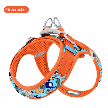 Truelove Floral Printing Mesh Harness for Dogs and Cats Small and Medium Breeds All Weather Adjustable Summer Walking TLH30131