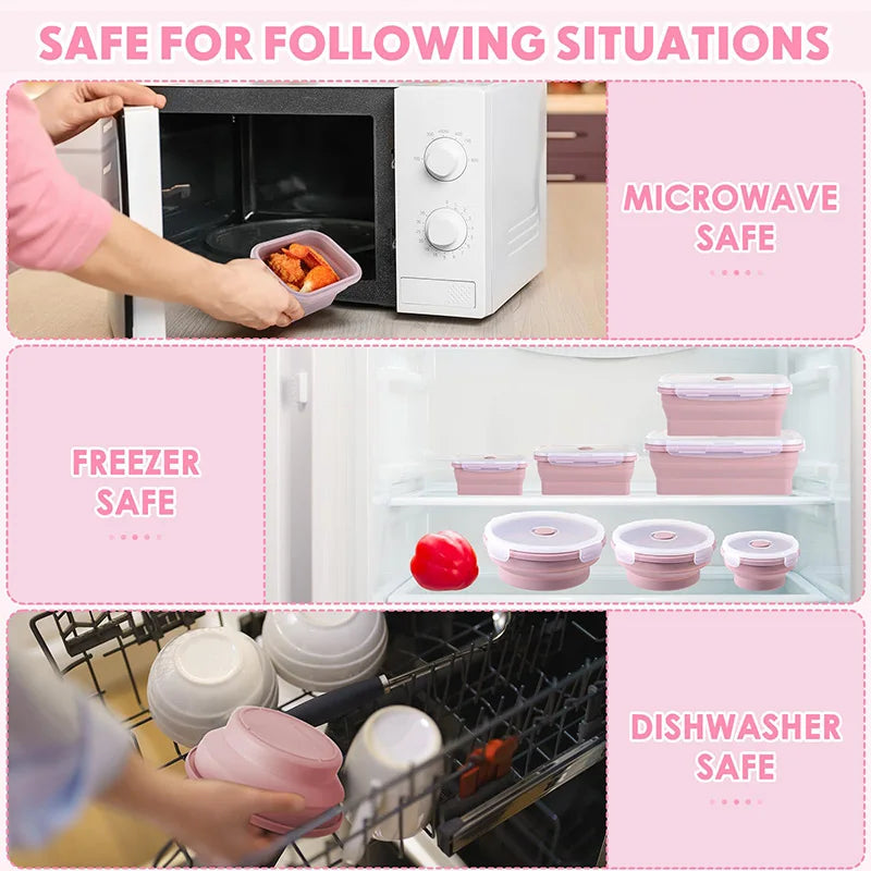 Collapsible Silicone Food Container with Lid