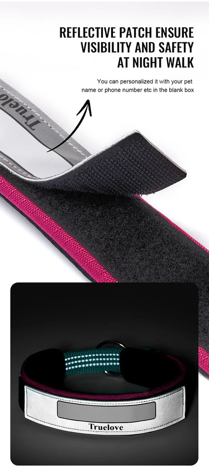 Truelove Pet Collar Reflective Multifunctional Personalized Dog Collar DuPont Soft Breathable Adjustable for Large Dogs TLC5611
