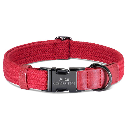 Custom Dog Collar Dog Durable Nylon Dog Collars Free Engraved Pet Name Buckle Necklace Adjustable for Small Medium Large Dogs