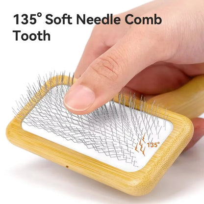 Truelove Pet Slicker Brush for Dogs & Cats–Soft Deshedding Grooming Comb, Bamboo Handle, Removes Loose Hair & Tangles TLK20131