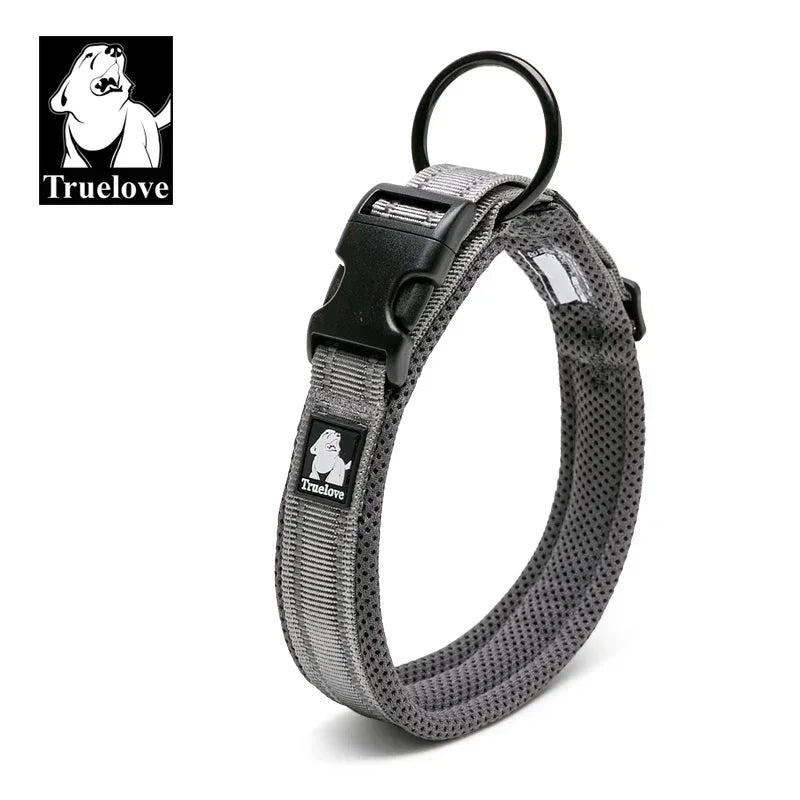 Truelove Adjustable Mesh Padded Pet Dog Collar 3M Reflective Nylon Dog Collar Durable Heavy Duty for All Breed All Weather 8Size