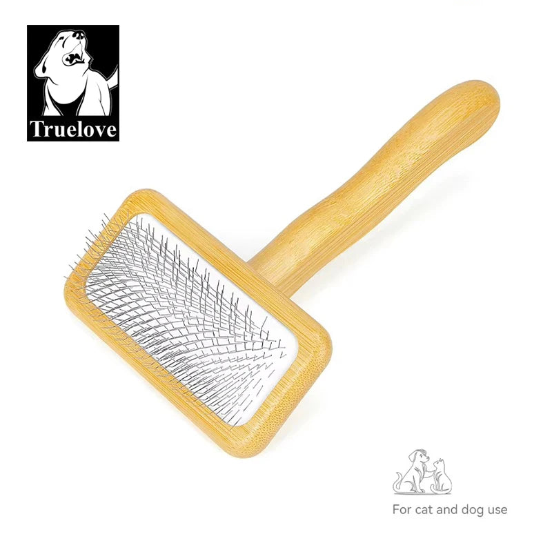 Truelove Pet Slicker Brush for Dogs & Cats–Soft Deshedding Grooming Comb, Bamboo Handle, Removes Loose Hair & Tangles TLK20131
